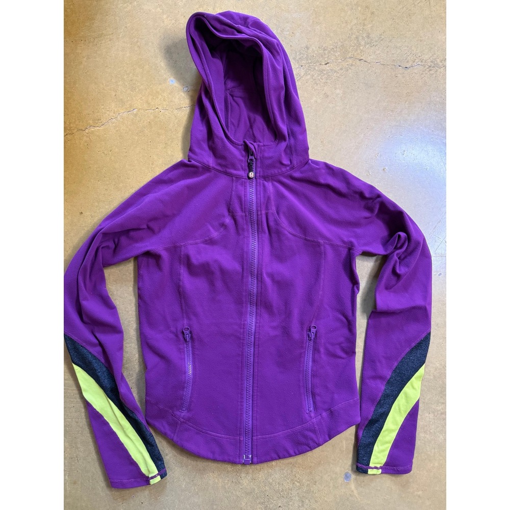 Lululemon Women's Purple Fleece Hooded Zip Up Athletic Jacket Long Sleeve Size 8